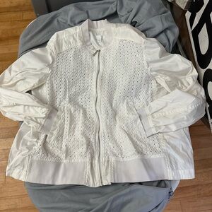 Abound Women's White Eyelet Bomber Jacket